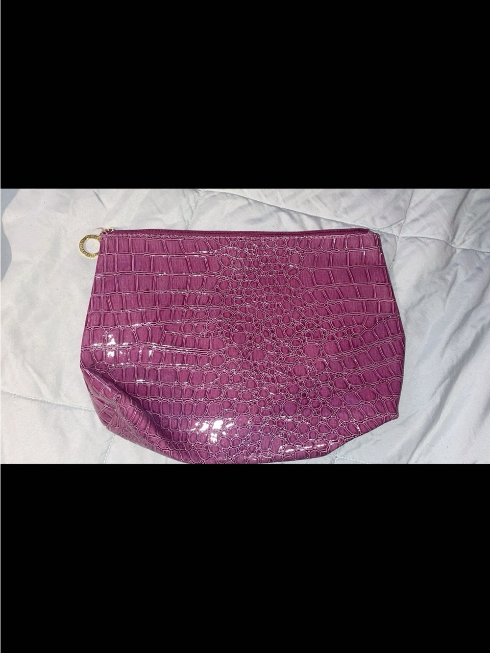 Estee Lauder Purple Croc-Embossed Cosmetic Pouch